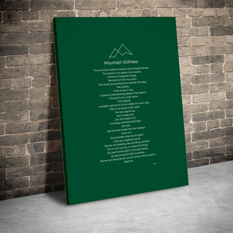 Mountain Stillness Poem Canvas Wall Art | Minimalist Nature Quote Print | Premium Gallery Wrapped Decor | Sympathy Gift for Home Office