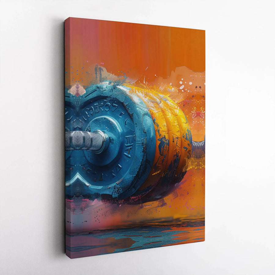 Abstract Barbell Wall Art | Vibrant Weightlifting Canvas Print | 1.25" Premium Gallery Wrap | Motivational Fitness Decor for Home Gym