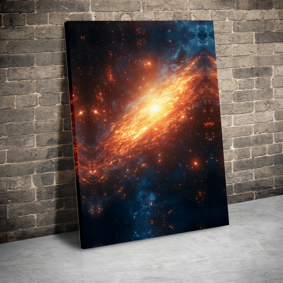 Galaxy Canvas Wall Art | Vibrant Orange And Blue Nebula Print | 1.25 Inch Gallery Wrap | Celestial Space Decor for Home or Office
