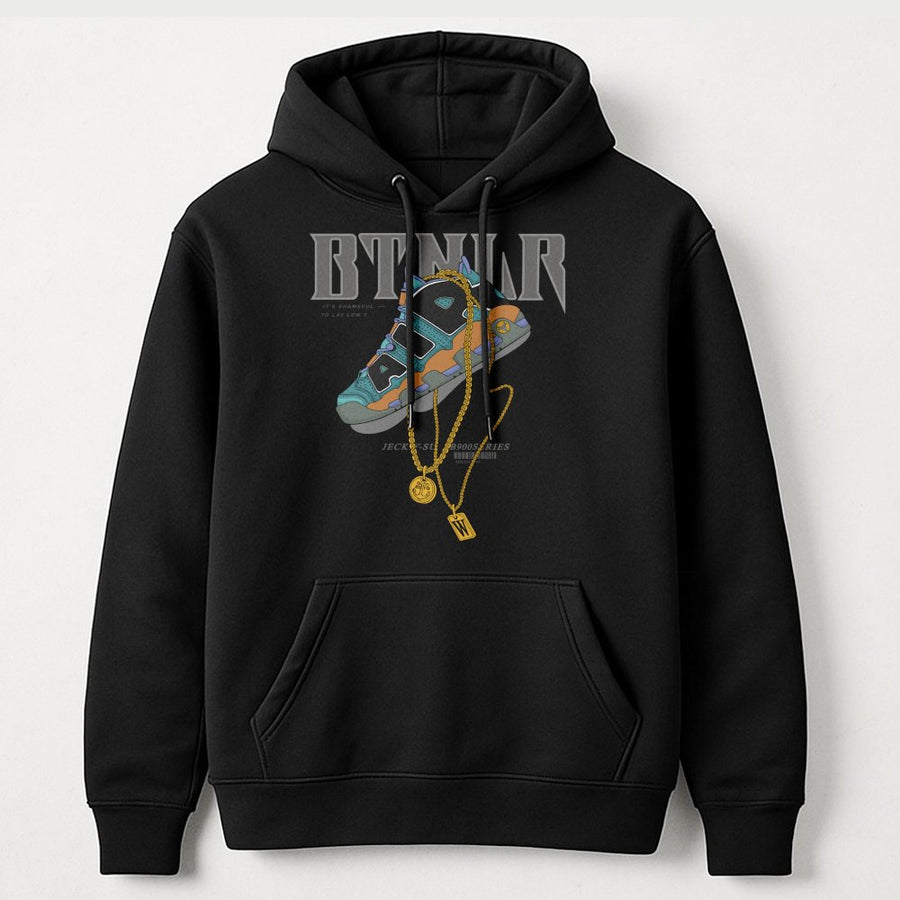 Streetwear Graphic Hoodie | Retro Sneaker and Gold Chain Illustration | Premium Cotton Blend | Gift for Sneakerhead and Hip Hop Fan