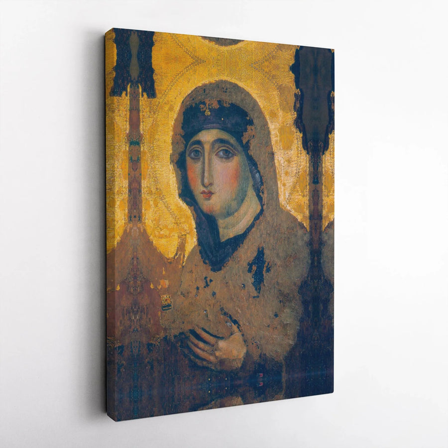 Virgin Mary Canvas Wall Art | Byzantine Icon Portrait | Premium Gallery-Wrapped Print | Religious Christian Home Decor Gift