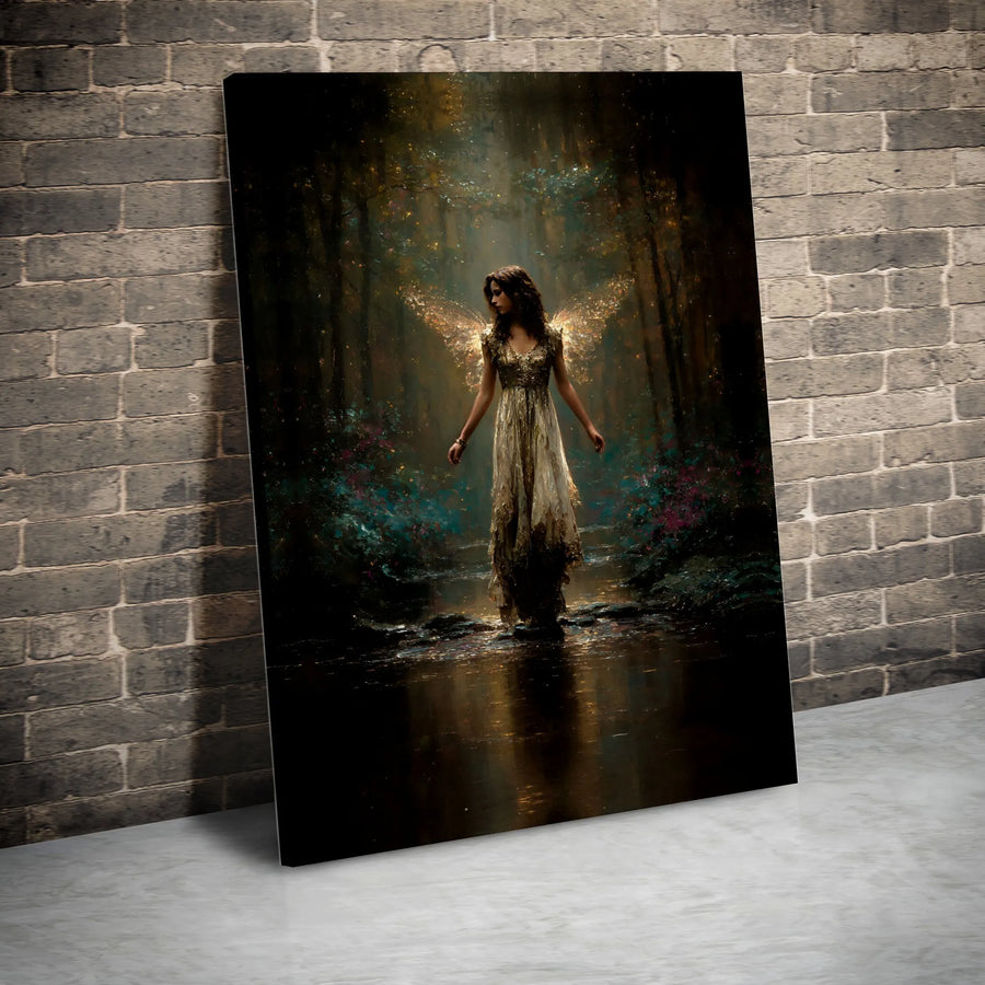 Enchanted Fairy Canvas Wall Art | Glowing Wings in Magical Forest | Premium Gallery Wrap Canvas | Collector's Gift for Fantasy Lovers