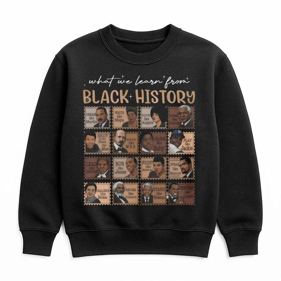 Black History Month Sweatshirt | Inspirational Leaders Stamp Design | Premium Cotton Blend | Gift For African American Pride and Teachers
