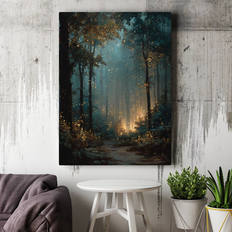 Enchanted Forest Wall Art | Magical Firefly Woodland Canvas | Premium 1.25-Inch Gallery Wrap | Whimsical Nature Home Decor