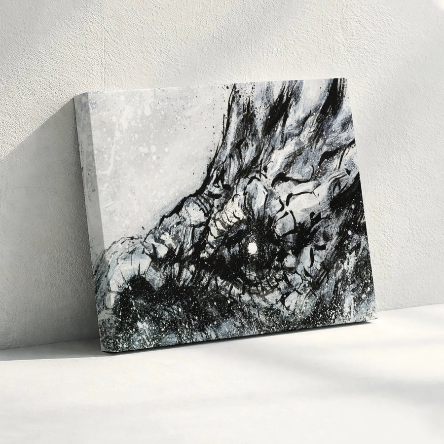 Abstract Canvas Wall Art | Monochrome Gestural Brushstrokes | 1.25 Inch Premium Gallery Wrap | Modern Home Office Decor Gift