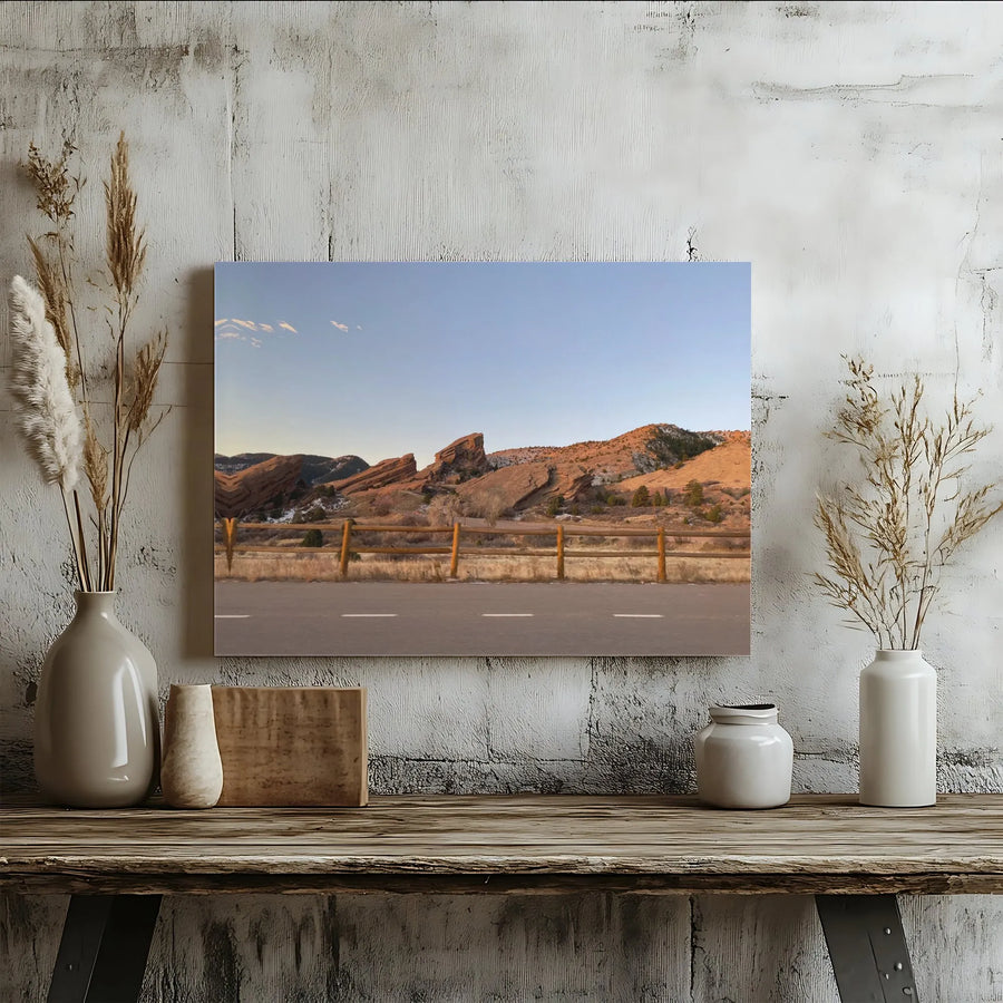 Red Rock Canyon Landscape Canvas | Sunset Desert Mountain Wall Art | 1.25 Inch Gallery Wrap | Modern Home Decor Gift