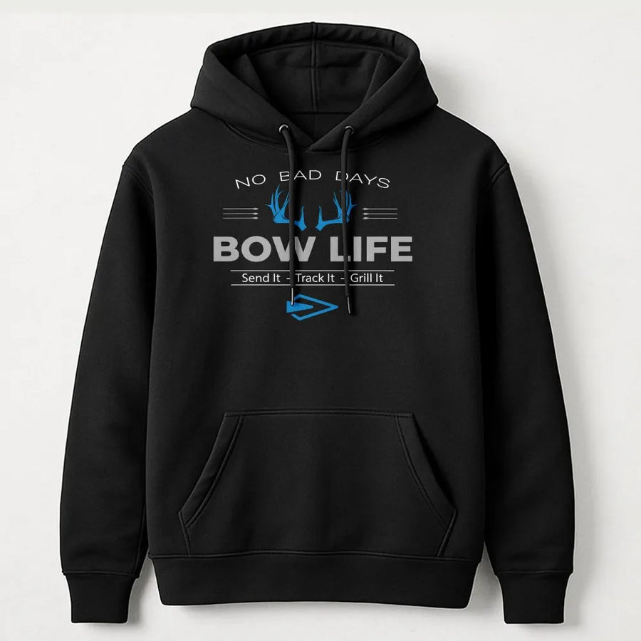 Bow Life Hunting Hoodie | Archery Antler Graphic with "Send It Track It Grill It" | Premium Cotton Blend | Gift for Deer Hunter