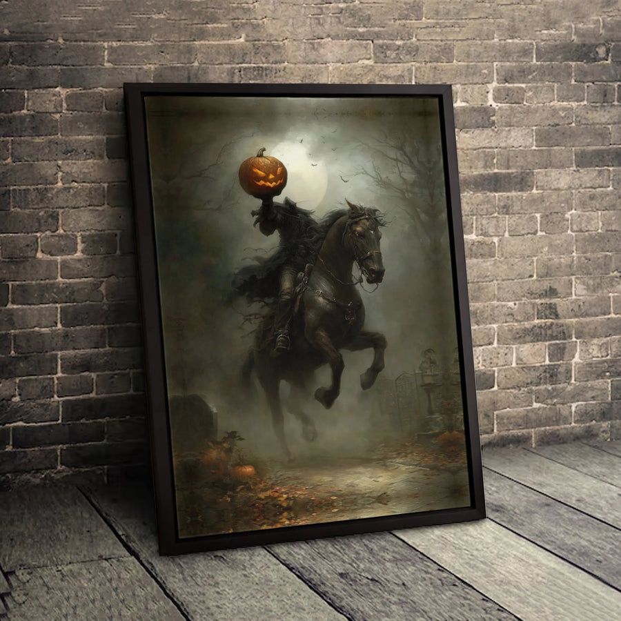 Headless Horseman Canvas Art | Spooky Halloween Legend Print | Premium Gallery-Wrapped Wall Decor | Gothic Home Gift