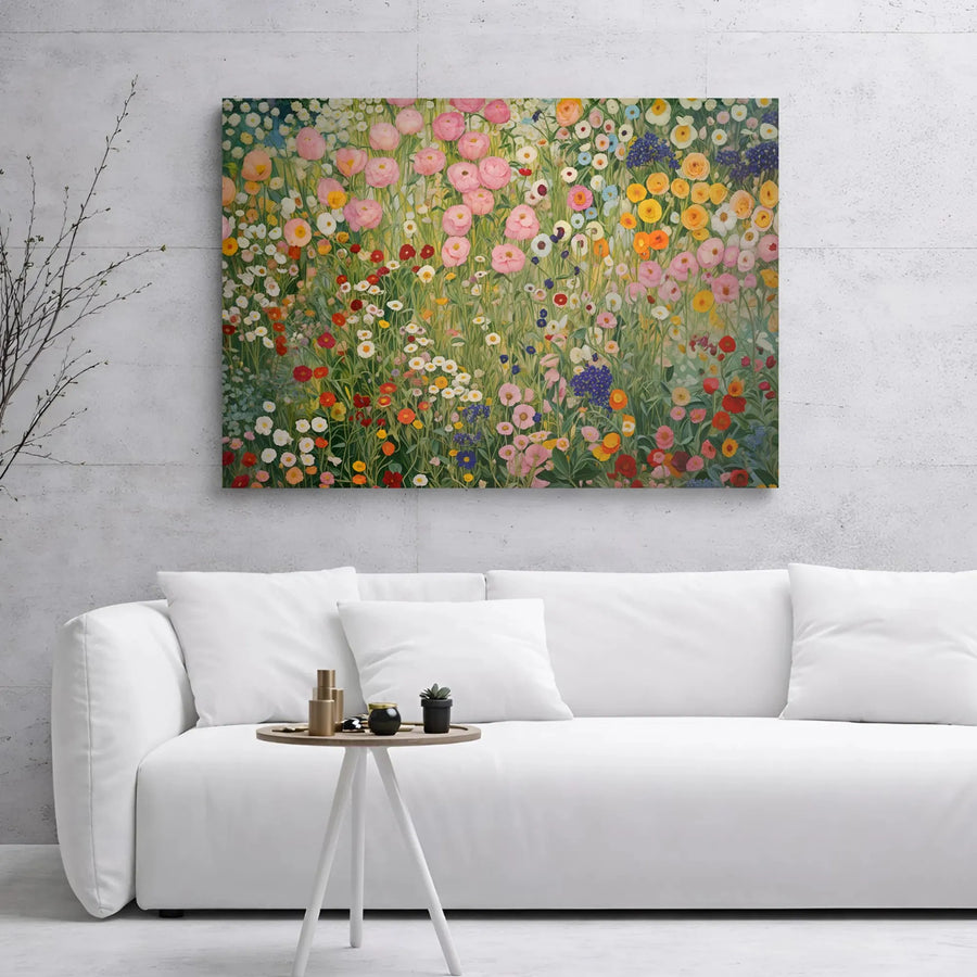 Wildflower Meadow Canvas Print | Impressionist Floral Garden Wall Art | Premium Gallery Wrap Decor | Botanical Gift for Nature Lovers