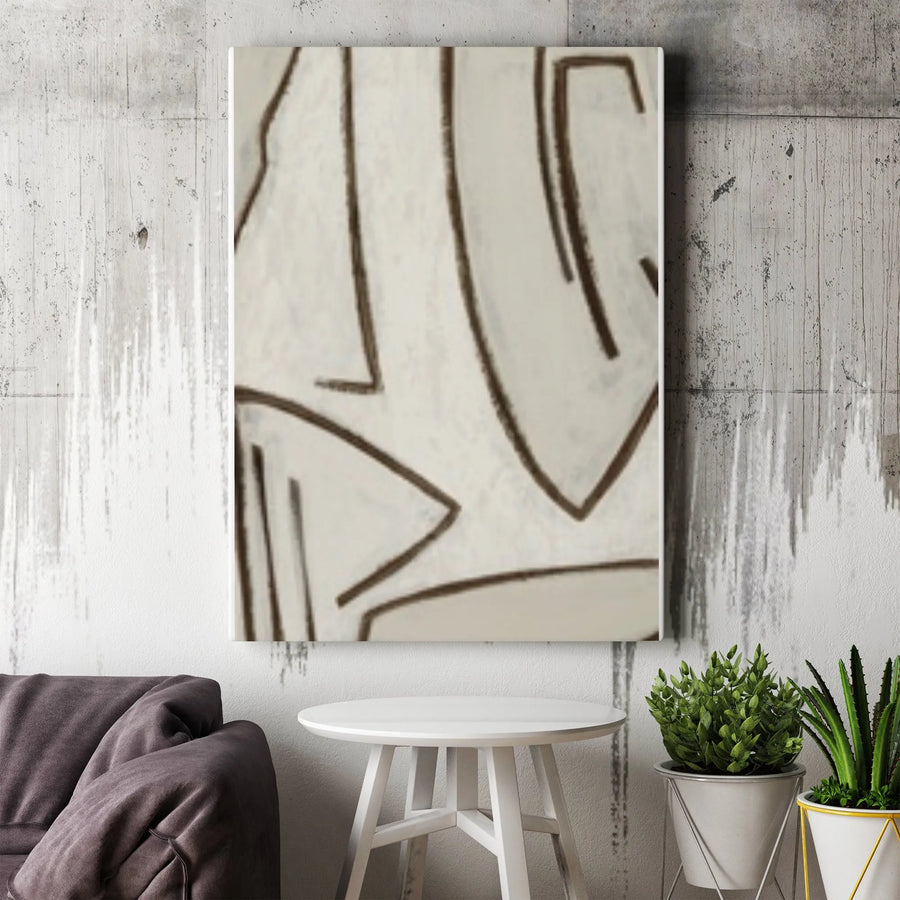Abstract Line Art Canvas Wall Art | Minimalist Earth Tone Geometric Print | Premium 1.25" Thick Gallery Wrap | Modern Home & Office Decor Gift