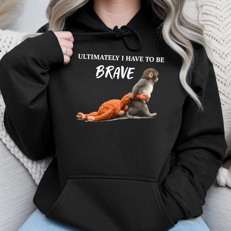 Brave Monkey Graphic Hoodie | Cute Plush Toy Animal Print | Soft Cotton-Blend Premium Apparel | Gift for Animal Lovers & Kids at Heart