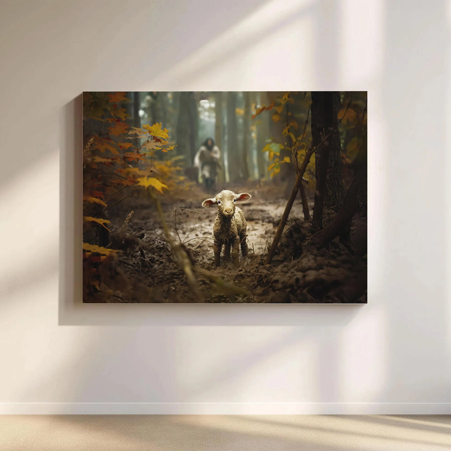 Jesus Good Shepherd Canvas Print | Lost Lamb Biblical Wall Art | Premium Fade-Resistant Religious Decor | Christian Gift For Home Or Church