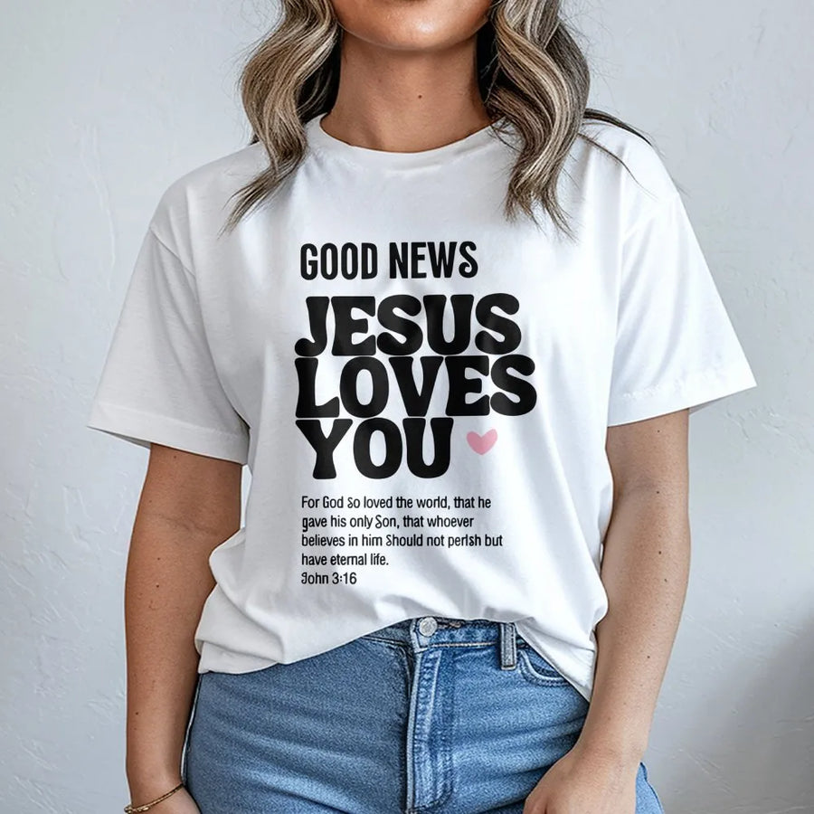 Jesus Loves You T-Shirt | John 3:16 Bible Verse Graphic | Premium Cotton Religious Apparel | Christian Faith Gift for Believers