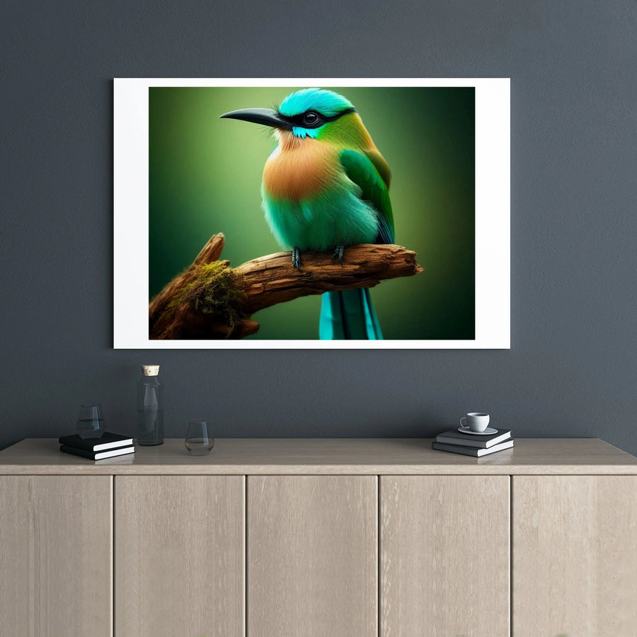 Turquoise Motmot Bird Canvas Print | Tropical Wildlife Gallery Wrap Wall Art | Premium Fade-Resistant Decor | Gift for Bird Lovers