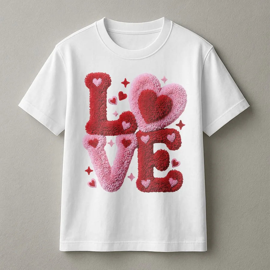 Love Yarn T-Shirt | Textured 3D Knit Look Graphic | Premium Soft Cotton Tee | Romantic Valentine's Day Gift For Her