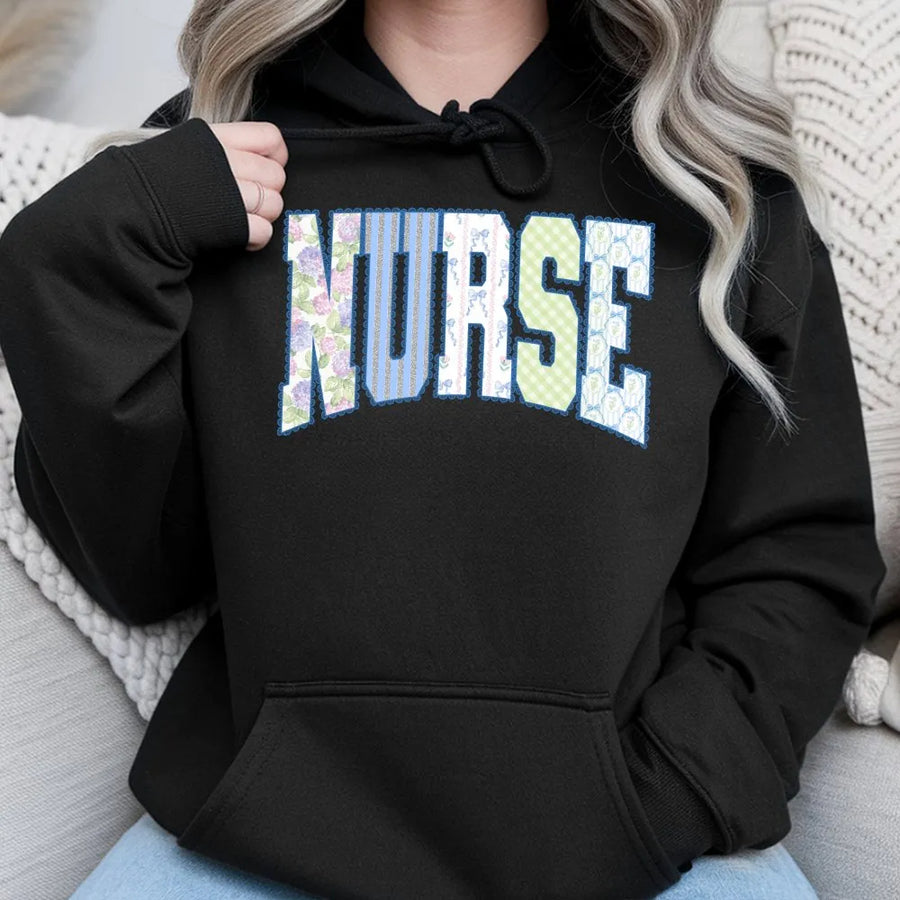 Nurse Hoodie | Coquette Floral Bow Graphic Print | Premium Cotton-Blend Sweatshirt | Cute Nursing School Graduation Gift for Her