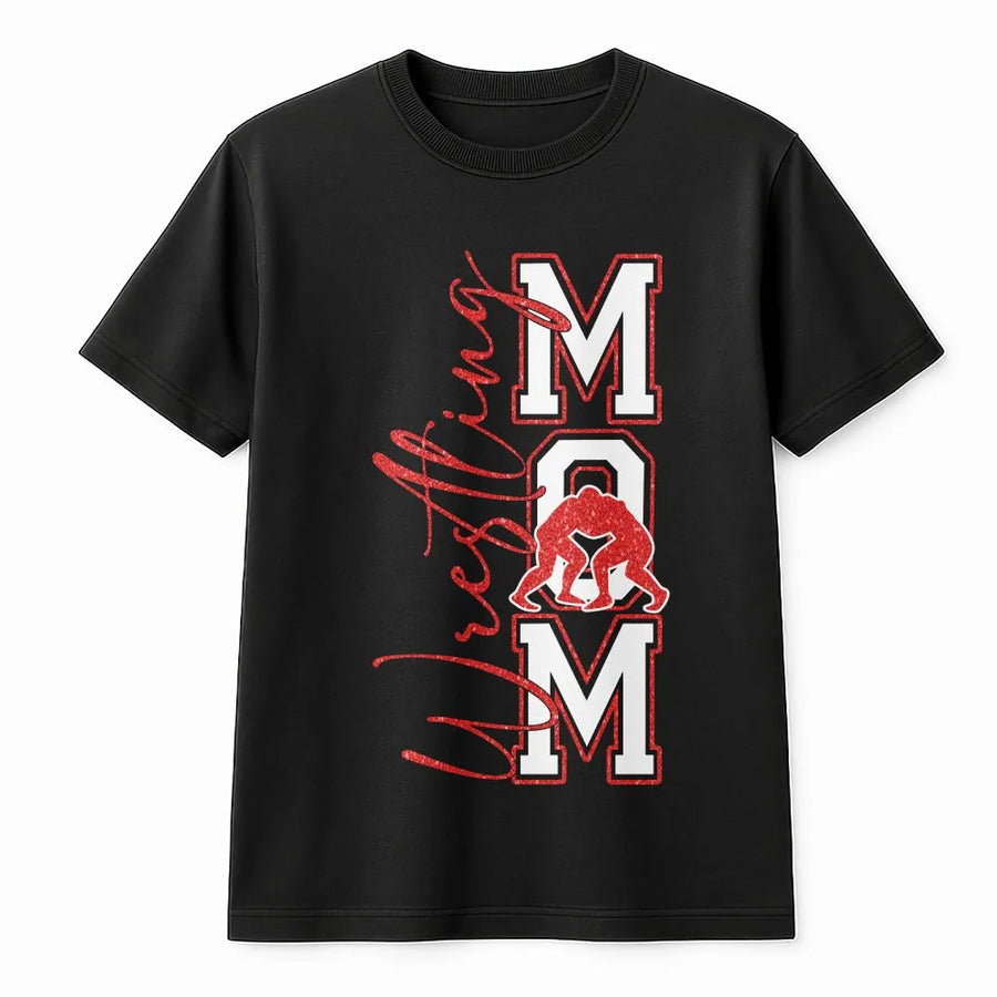 Wrestling Mom T-Shirt | Varsity Letter Style Graphic | Premium Cotton Unisex Crewneck | Perfect Game Day Gift for Wrestling Fans