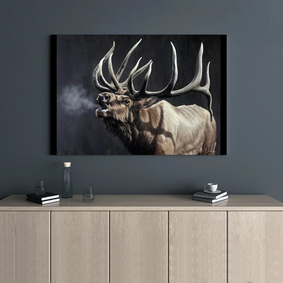 Bugling Bull Elk Canvas Wall Art | Majestic Wildlife Nature Print | 1.25-Inch Gallery Wrap Frame | Rustic Lodge Home Decor Gift