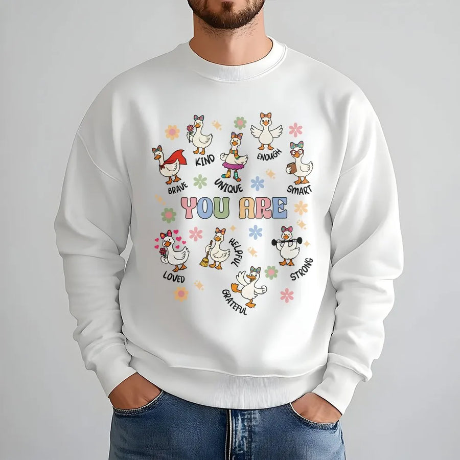 Teacher Affirmation Sweatshirt | Cute Silly Goose Graphic Pullover | Premium Cotton Blend | Back to School Gift for SEL Educator