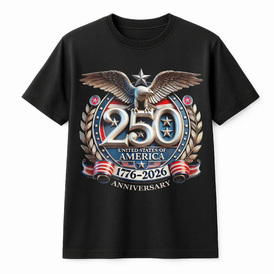 USA 250th Anniversary T-Shirt | 1776-2026 Patriotic Eagle Graphic | 100% Cotton Premium Apparel | Independence Day Gift for Americans