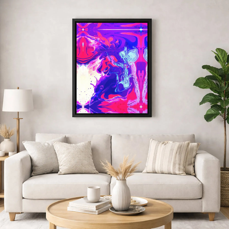 Abstract Neon Canvas Wall Art | Vibrant Purple Pink Fluid Marble Print | Premium Gallery-Wrapped Decor | Modern Living Room Bedroom Home Office Gift