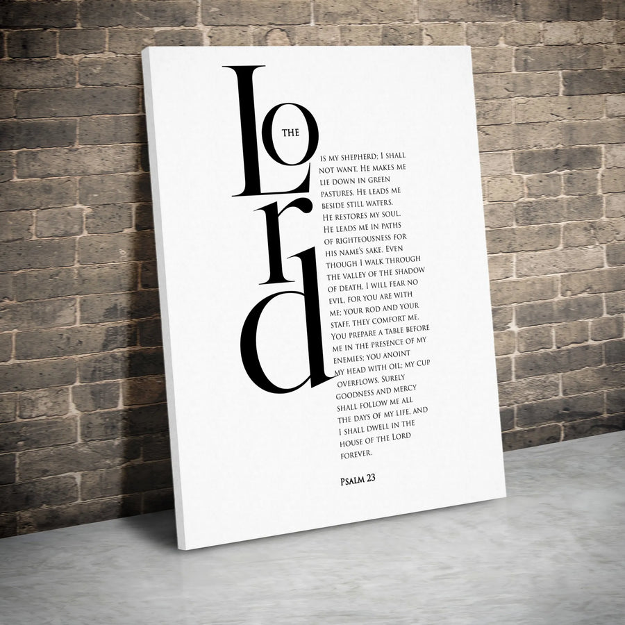 The Lord is My Shepherd Canvas Print | Psalm 23 Bible Verse Wall Art | Modern Minimalist Scripture Decor | Premium Christian Gift
