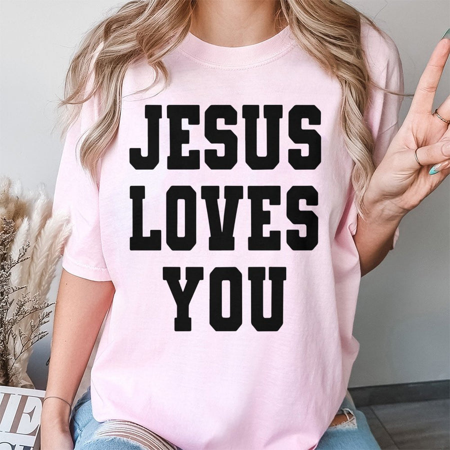 Jesus Loves You T-Shirt | Minimalist Christian Graphic Print | Premium 100% Cotton Tee | Inspirational Religious Gift for Men and Women