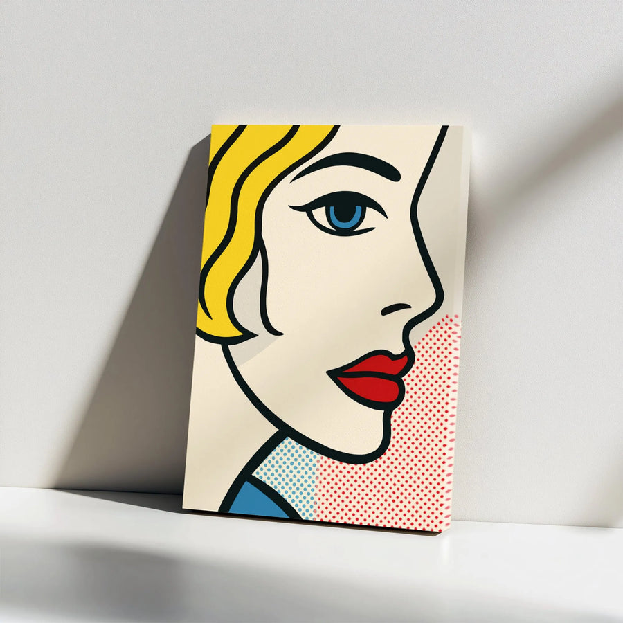Pop Art Woman Portrait Canvas | Retro Comic Style Wall Decor | Premium 1.25 Inch Gallery Wrap | Modern Home Office Art