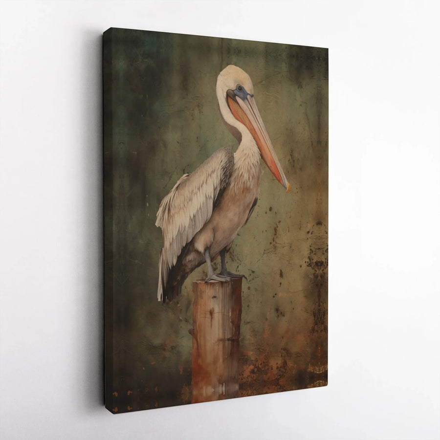 Brown Pelican Wall Art | Vintage Coastal Bird Portrait | Premium 1.25-Inch Gallery Canvas | Nautical Home Decor Gift for Bird Lovers