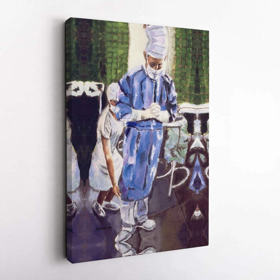 Praying Surgeon Canvas Print | Operating Room Medical Wall Art | Premium Gallery Wrapped Decor | Gift for Doctors & Surgeons