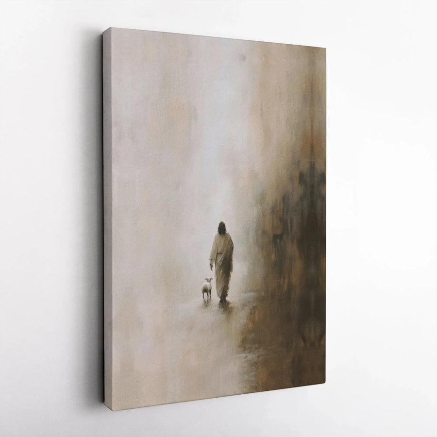 Jesus The Good Shepherd Canvas Art | Minimalist Religious Painting | Premium Gallery Wrap Wall Decor | Christian Home Gift for Faith Inspiration