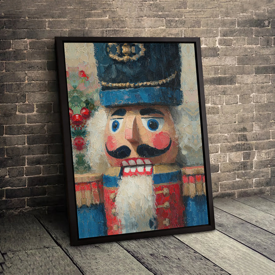 Nutcracker Christmas Canvas Wall Art | Oil Painting Texture Holiday Decor | Gallery Wrap 1.25" Profile | Festive Seasonal Gift for Home