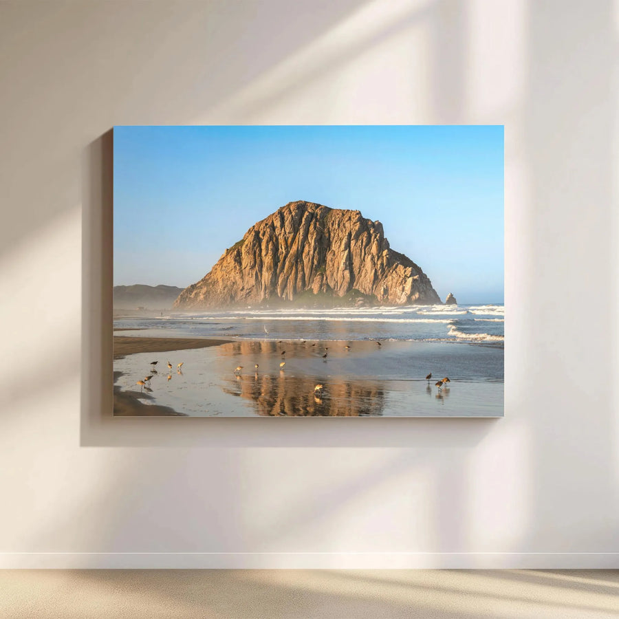 Morro Rock California Beach Canvas Wall Art | Golden Hour Coastal Landscape | Premium Gallery-Wrapped Print | Modern Home Decor Gift