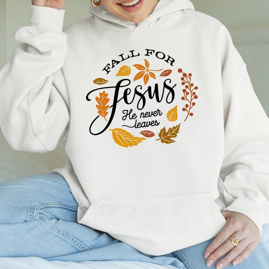 Fall For Jesus Hoodie | Christian Faith Autumn Graphic Sweatshirt | Premium Cotton Blend | Gift For Women And Men