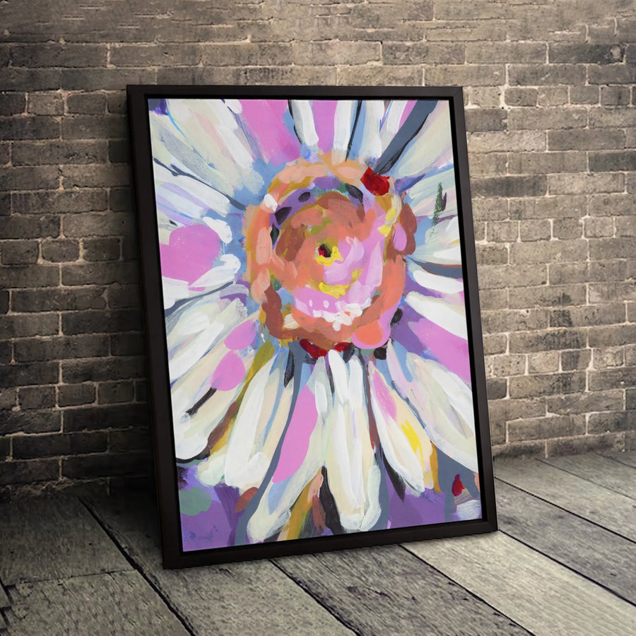 Abstract Flower Canvas Wall Art | Colorful Floral Impressionist Painting | 1.25 Inch Premium Gallery Wrap | Modern Home Office Decor Gift