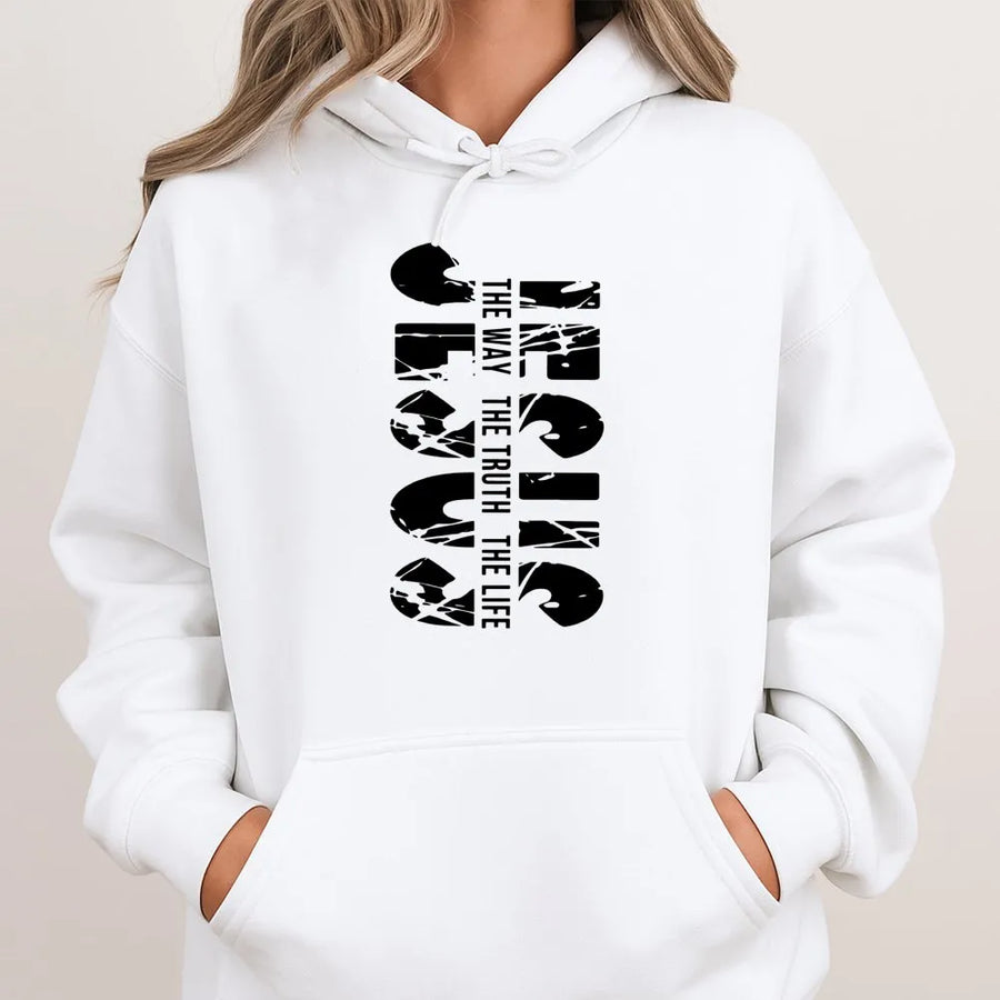 Jesus The Way The Truth The Life Hoodie | Religious Graphic Christian Apparel | Premium Cotton Blend | Faith-Based Gift For Men And Women