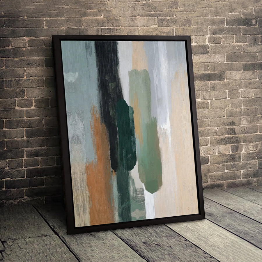 Abstract Canvas Wall Art | Sage Green & Burnt Orange Vertical Brushstrokes | Gallery-Quality 1.25" Profile | Modern Home Decor Gift