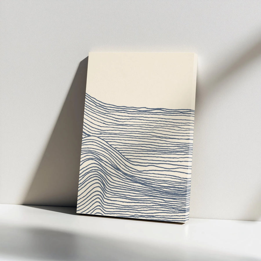 Minimalist Ocean Waves Vertical Canvas | Abstract Rolling Line Art | Premium 1.25" Thick Gallery Wrap | Modern Coastal Home Decor Gift