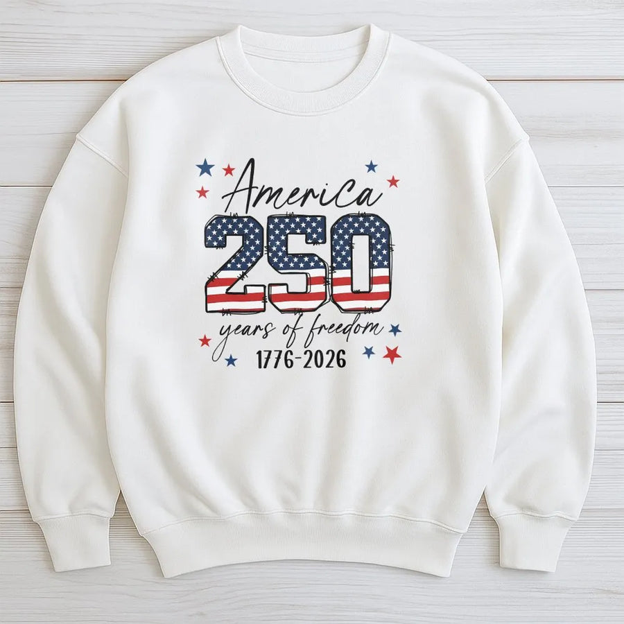 USA 250th Anniversary Sweatshirt | 1776-2026 American Flag Graphic | Soft Cotton Blend Pullover | Patriotic 4th of July Gift for Men and Women