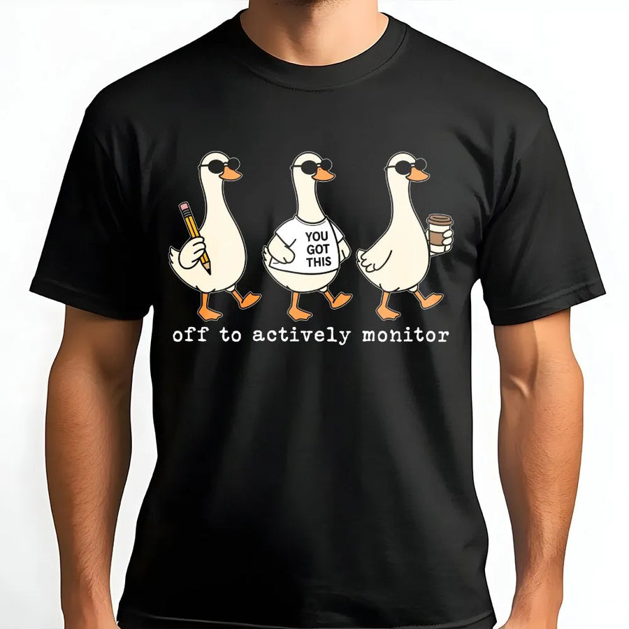 Funny Teacher Testing Day T-Shirt | Goose Off To Actively Monitor Design | Cozy Cotton Blend | Back to School Gift for Educators