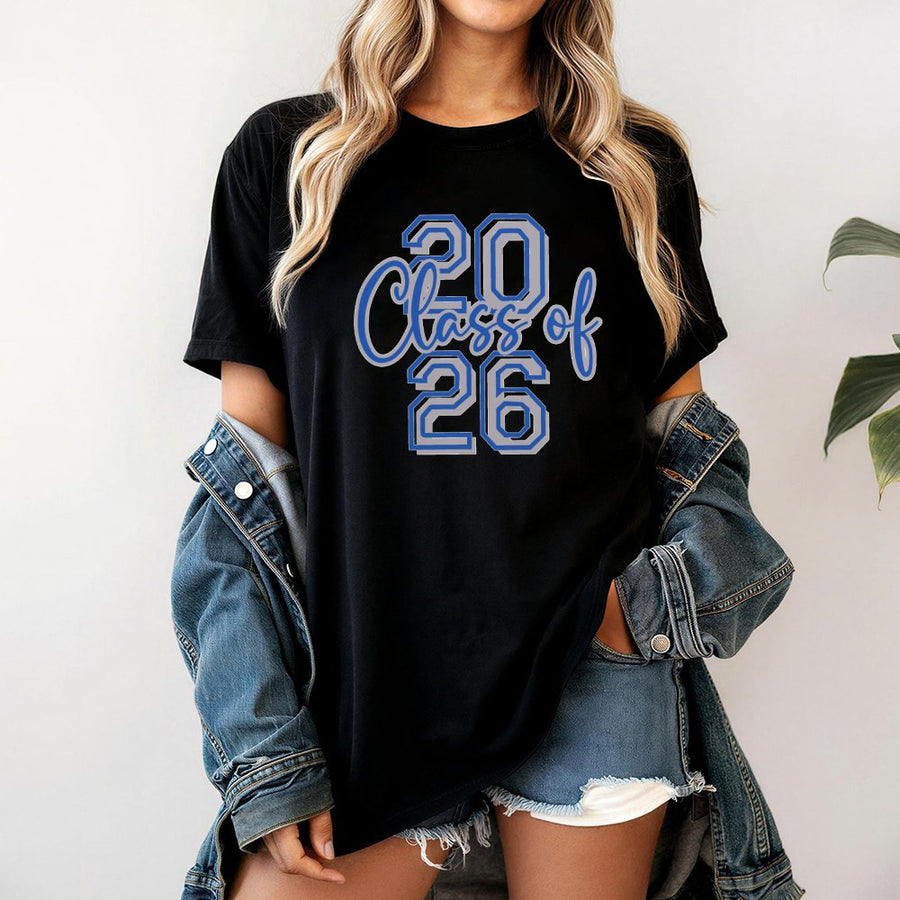 Class of 2026 T-Shirt | Varsity Number Design | 100% Cotton Premium Tee | Graduation Senior Year Gift for High School or College Students