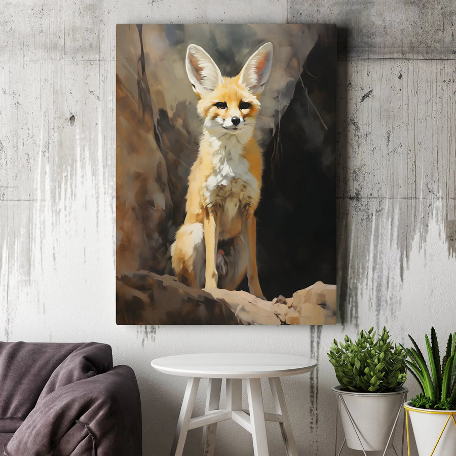 Fennec Fox Wall Art | Painterly Desert Animal Portrait | Premium Gallery-Wrap Canvas | Nature-Inspired Home Decor Gift