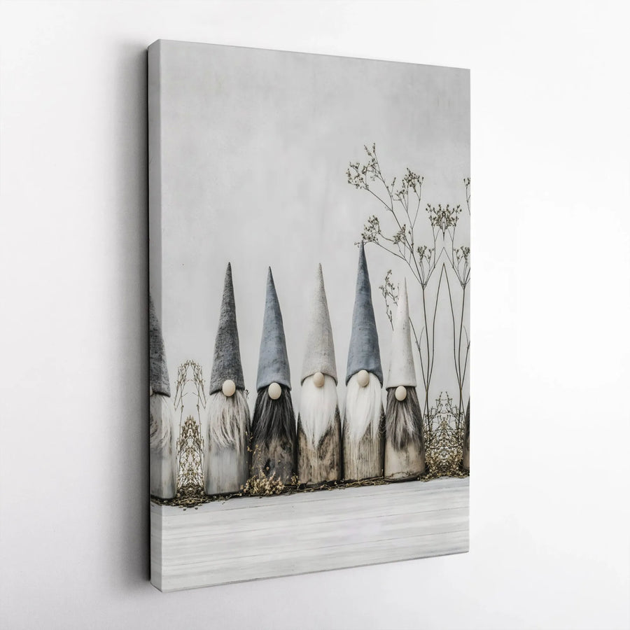 Scandinavian Gnome Wall Art | Rustic Minimalist Nordic Decor | Premium 1.25" Gallery Wrap Canvas | Cozy Farmhouse Home Office Gift