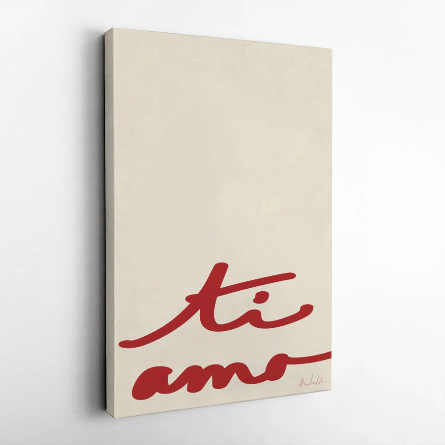 Ti Amo Canvas Print | Minimalist Italian Quote Wall Art | 1.25" Thick Gallery Wrap | Modern Romantic Home Decor Gift for Couple