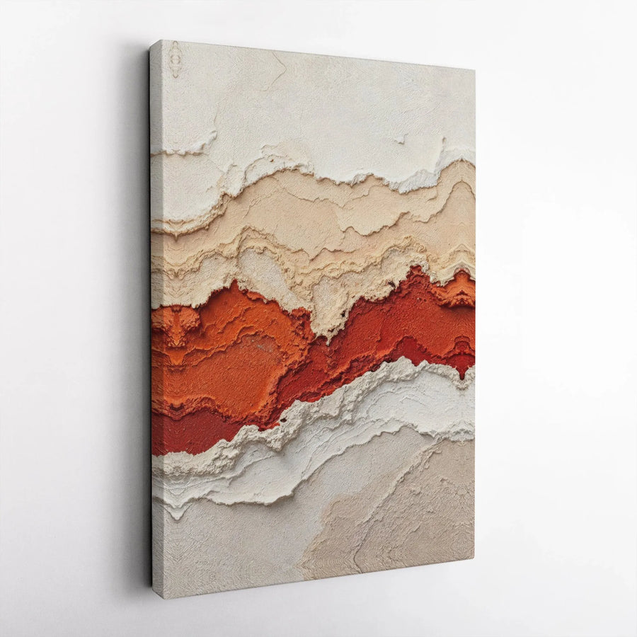 Abstract Earth Tone Canvas Print | Textured Red Rock Layered Wall Art | Premium Gallery-Wrapped Canvas | Modern Minimalist Home Decor Gift