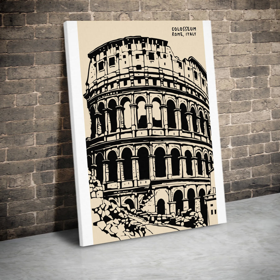 Colosseum Canvas Wall Art | Rome Italy Graphic Illustration | Premium 1.25" Thick Canvas | Travel Lover & History Buff Gift