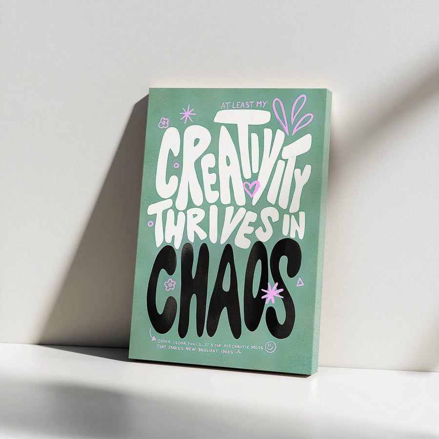 Creativity Thrives In Chaos Canvas | Inspirational Quote Wall Art | Premium Gallery Wrap Decor | Gift For Artists And Creative Souls
