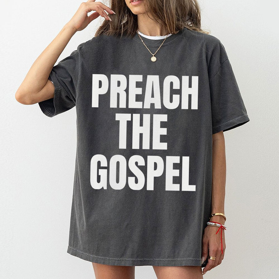 Preach The Gospel T-Shirt | Bold Minimalist Christian Graphic | 100% Cotton Premium Tee | Faith-Based Gift For Believers