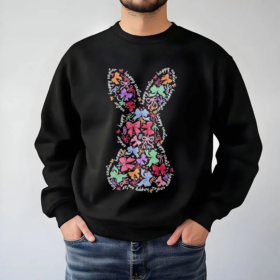 Easter Bunny Sweatshirt | Coquette Bow Aesthetic Graphic | Cotton Blend Premium Apparel | Cute Holiday Gift for Women and Teens