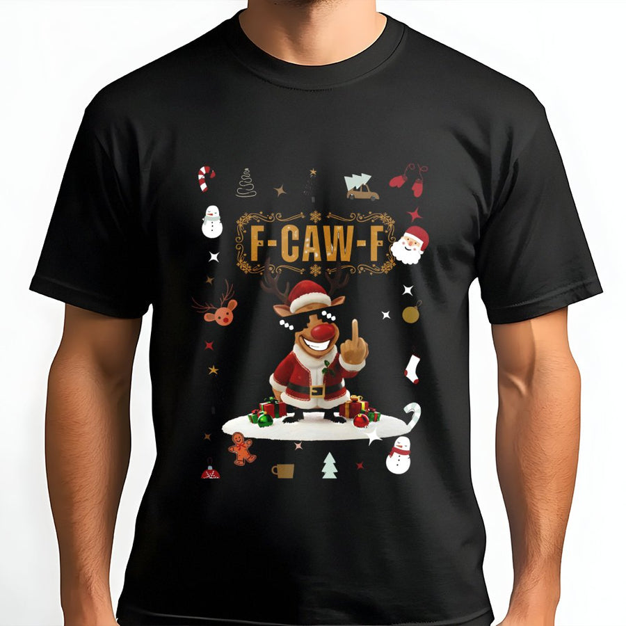 Funny Reindeer T-Shirt | Rude Christmas Graphic Tee | Premium 100% Cotton Shirt | Sarcastic Holiday Gift for Men and Women